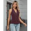imageBlooming Jelly Womens Vest Tops V Neck Button Down Sleeveless Trendy Summer Tank Tops Dressy Ladies Business Casual OutfitsDark Red