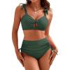 imageBlooming Jelly Women High Wasit Bikini Set Twist Two Piece Swimsuit Drawstring Tummy Control Bathing Suit SwimwearArmy Green