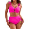 imageBlooming Jelly Women High Wasit Bikini Set Twist Two Piece Swimsuit Drawstring Tummy Control Bathing Suit SwimwearHot Pink