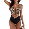 imageBlooming Jelly Womens Sexy One Piece Swimsuit Cut Out Slimming Bathing Suit V Neck Crisscross Back SwimwearBlack Leopard