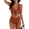 imageBlooming Jelly Womens Sexy One Piece Swimsuit Cut Out Slimming Bathing Suit V Neck Crisscross Back SwimwearRust