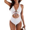 imageBlooming Jelly Womens Sexy One Piece Swimsuit Cut Out Slimming Bathing Suit V Neck Crisscross Back SwimwearWhite