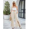 imageBlooming Jelly Women Palazzo Pants Wide Leg Center Split Casual Pants Flowy Elastic High Waisted Trousers Vacation OutfitsBeige