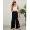 imageBlooming Jelly Women Palazzo Pants Wide Leg Center Split Casual Pants Flowy Elastic High Waisted Trousers Vacation OutfitsBlack