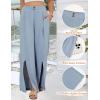 imageBlooming Jelly Women Palazzo Pants Wide Leg Center Split Casual Pants Flowy Elastic High Waisted Trousers Vacation OutfitsHaze Blue