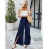 imageBlooming Jelly Women Palazzo Pants Wide Leg Center Split Casual Pants Flowy Elastic High Waisted Trousers Vacation OutfitsNavy Blue
