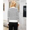 imageBlooming Jelly Womens Fall Sweaters Striped Cropped Sweater Lightweight Knit Sweater Bow V Neck Pullover SweatersWhite Black Stripe
