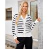 imageBlooming Jelly Womens Fall Sweaters Striped Cropped Sweater Lightweight Knit Sweater Bow V Neck Pullover SweatersWhite Black Stripe