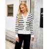 imageBlooming Jelly Womens Fall Sweaters Striped Cropped Sweater Lightweight Knit Sweater Bow V Neck Pullover SweatersWhite Black Stripe