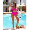 imageBlooming Jelly Womens High Waisted Bikini Sets Push Up Swimsuits Chest Drawstring Two Piece Bathing SuitsHot Pink