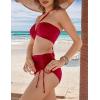 imageBlooming Jelly Womens High Waisted Bikini Sets Sexy Bandeau Tummy Control Swimsuits Halter Two Piece Ruched Bathing SuitRed