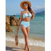 imageBlooming Jelly Womens High Waisted Bikini Sets Sexy Bandeau Tummy Control Swimsuits Halter Two Piece Ruched Bathing SuitSky Blue