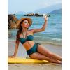 imageBlooming Jelly Womens High Waisted Bikini Sets Sexy Bandeau Tummy Control Swimsuits Halter Two Piece Ruched Bathing SuitTeal