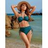 imageBlooming Jelly Womens High Waisted Bikini Sets Sexy Bandeau Tummy Control Swimsuits Halter Two Piece Ruched Bathing SuitTeal