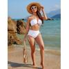 imageBlooming Jelly Womens High Waisted Bikini Sets Sexy Bandeau Tummy Control Swimsuits Halter Two Piece Ruched Bathing SuitWhite