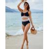 imageBlooming Jelly Womens High Waisted Bikini Sets Tummy Control Bathing Suit Color Block Swimsuits Twist Two Piece Swim SuitsBlack