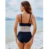 imageBlooming Jelly Womens High Waisted Bikini Sets Tummy Control Bathing Suit Color Block Swimsuits Twist Two Piece Swim SuitsBlack