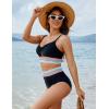 imageBlooming Jelly Womens High Waisted Bikini Sets Tummy Control Bathing Suit Color Block Swimsuits Twist Two Piece Swim SuitsBlack