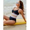 imageBlooming Jelly Womens High Waisted Bikini Sets Tummy Control Bathing Suit Color Block Swimsuits Twist Two Piece Swim SuitsBlack