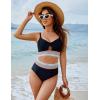 imageBlooming Jelly Womens High Waisted Bikini Sets Tummy Control Bathing Suit Color Block Swimsuits Twist Two Piece Swim SuitsBlack