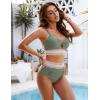 imageBlooming Jelly Womens High Waisted Bikini Sets Tummy Control Bathing Suit Color Block Swimsuits Twist Two Piece Swim SuitsGreen
