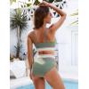 imageBlooming Jelly Womens High Waisted Bikini Sets Tummy Control Bathing Suit Color Block Swimsuits Twist Two Piece Swim SuitsGreen