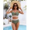 imageBlooming Jelly Womens High Waisted Bikini Sets Tummy Control Bathing Suit Color Block Swimsuits Twist Two Piece Swim SuitsGreen