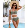 imageBlooming Jelly Womens High Waisted Bikini Sets Tummy Control Bathing Suit Color Block Swimsuits Twist Two Piece Swim SuitsGreen