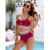 imageBlooming Jelly Womens High Waisted Bikini Sets Tummy Control Bathing Suit Color Block Swimsuits Twist Two Piece Swim SuitsRed