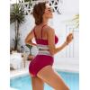 imageBlooming Jelly Womens High Waisted Bikini Sets Tummy Control Bathing Suit Color Block Swimsuits Twist Two Piece Swim SuitsRed