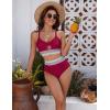 imageBlooming Jelly Womens High Waisted Bikini Sets Tummy Control Bathing Suit Color Block Swimsuits Twist Two Piece Swim SuitsRed