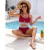 imageBlooming Jelly Womens High Waisted Bikini Sets Tummy Control Bathing Suit Color Block Swimsuits Twist Two Piece Swim SuitsRed