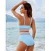 imageBlooming Jelly Womens High Waisted Bikini Sets Tummy Control Bathing Suit Color Block Swimsuits Twist Two Piece Swim SuitsSky Blue