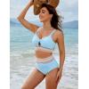 imageBlooming Jelly Womens High Waisted Bikini Sets Tummy Control Bathing Suit Color Block Swimsuits Twist Two Piece Swim SuitsSky Blue