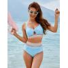 imageBlooming Jelly Womens High Waisted Bikini Sets Tummy Control Bathing Suit Color Block Swimsuits Twist Two Piece Swim SuitsSky Blue