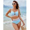imageBlooming Jelly Womens High Waisted Bikini Sets Tummy Control Bathing Suit Color Block Swimsuits Twist Two Piece Swim SuitsSky Blue