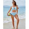 imageBlooming Jelly Womens High Waisted Bikini Sets Tummy Control Bathing Suit Color Block Swimsuits Twist Two Piece Swim SuitsSky Blue