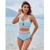 imageBlooming Jelly Womens High Waisted Bikini Sets Tummy Control Bathing Suit Color Block Swimsuits Twist Two Piece Swim SuitsSky Blue