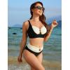 imageBlooming Jelly Womens High Waisted Bikini Sets Tummy Control Swimsuits Color Block Two Piece Bathing Suit Retro SwimwearColor Blockblack