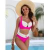 imageBlooming Jelly Womens High Waisted Bikini Sets Tummy Control Swimsuits Color Block Two Piece Bathing Suit Retro SwimwearColor Blockhot Pink