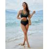 imageBlooming Jelly Womens High Waisted Bikini Sets Tummy Control Swimsuits Two Piece Color Block Keyhole Bathing SuitBlack and Army Green