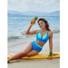 imageBlooming Jelly Womens High Waisted Bikini Sets Tummy Control Swimsuits Two Piece Color Block Keyhole Bathing SuitBlue and Sky Blue