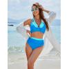 imageBlooming Jelly Womens High Waisted Bikini Sets Tummy Control Swimsuits Two Piece Color Block Keyhole Bathing SuitBlue and Sky Blue