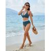 imageBlooming Jelly Womens High Waisted Bikini Sets Tummy Control Swimsuits Two Piece Color Block Keyhole Bathing SuitBlue and Striped