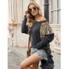 imageBlooming Jelly Womens Leopard Print Tops Oversized Crewneck Sweatshirt Long Dolman Sleeve Cheetah ShirtsDark Grey