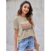 imageBlooming Jelly Womens Mama Shirt Fashion Graphic Tee Shirts Loose Fit Summer Tops Short Sleeve BlousesKhaki
