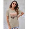 imageBlooming Jelly Womens Mama Shirt Fashion Graphic Tee Shirts Loose Fit Summer Tops Short Sleeve BlousesKhaki