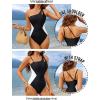 imageBlooming Jelly Womens One Shoulder Swimsuits Tummy Control One Piece Bathing Suit Slimming Sporty Color Block Cute SwimwearBlack