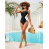 imageBlooming Jelly Womens One Shoulder Swimsuits Tummy Control One Piece Bathing Suit Slimming Sporty Color Block Cute SwimwearBlack