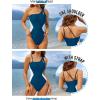 imageBlooming Jelly Womens One Shoulder Swimsuits Tummy Control One Piece Bathing Suit Slimming Sporty Color Block Cute SwimwearCyan Blue